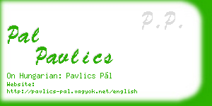 pal pavlics business card